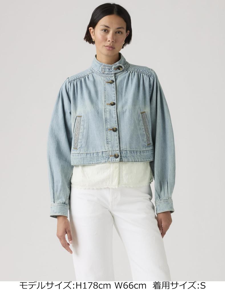 Levi's PRETTY Stand Collar Button-Down Cropped Trucker Jacket Women's 005AY-0006 US S
