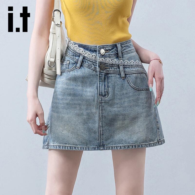 Izzue IT Women s High-Waist A-Line Denim Mini Skirt XL