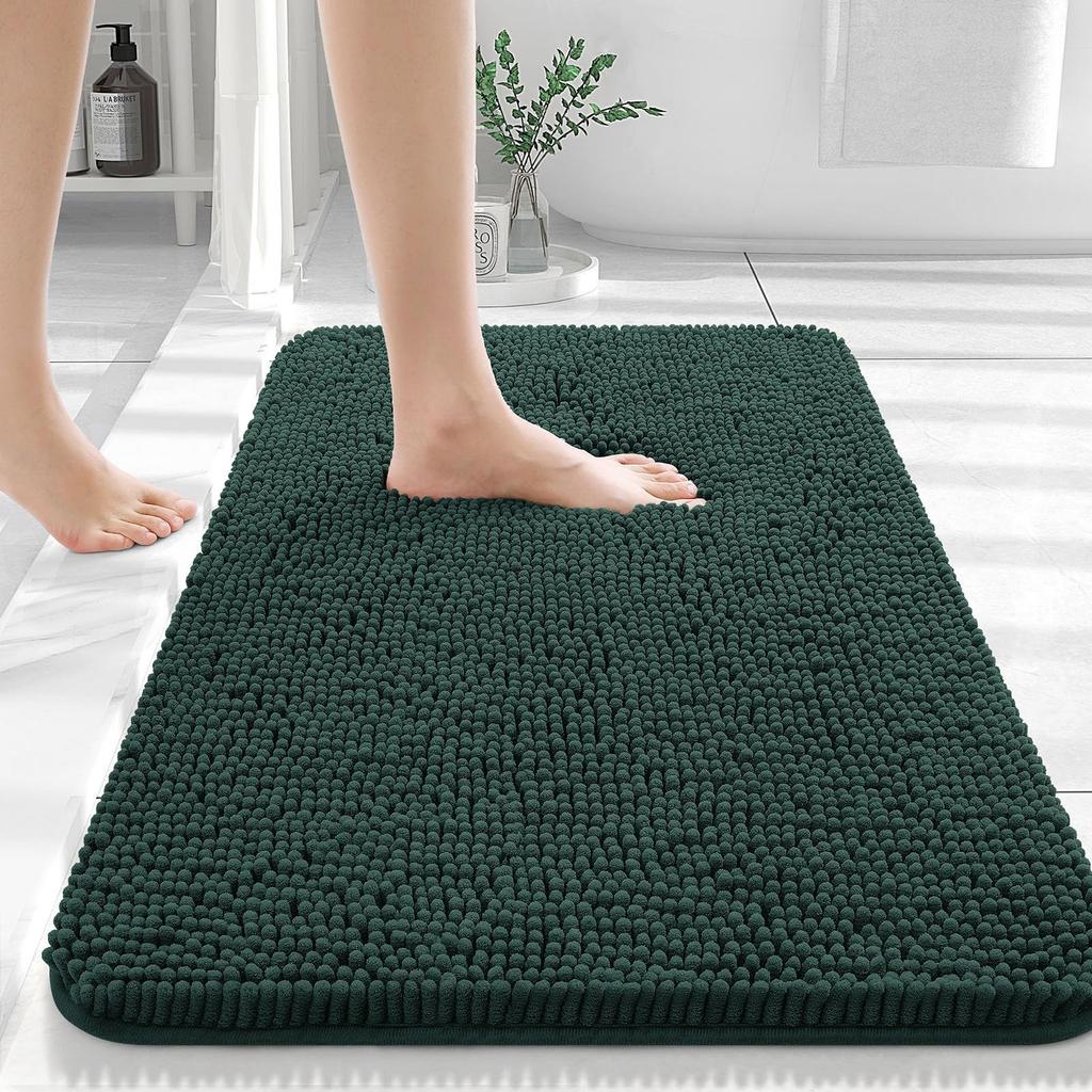 Homaxy Chenille Plain Hairy TPR Material Door Mat Indoor Non Slip Door Mat Dirt Trap Absorbent Mat Absorbs Water Bathroom Mat