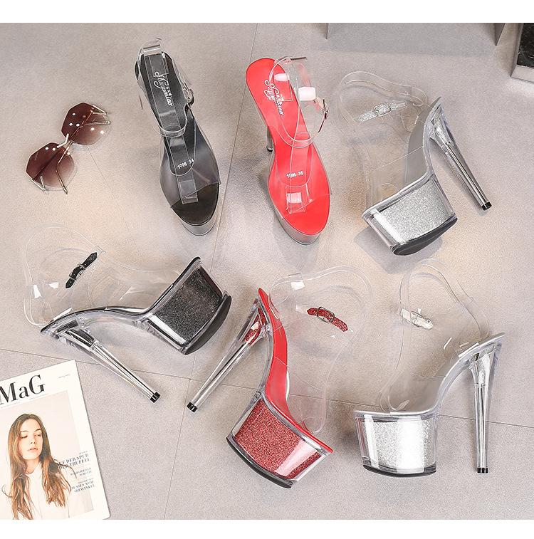 Nachtclub Super High Heels Damen Sandalen Hausschuhe Slide Sandal Platfrom Clear Heels Für 181 Serie 17 cm Absatz 7 cm Plattform LFD