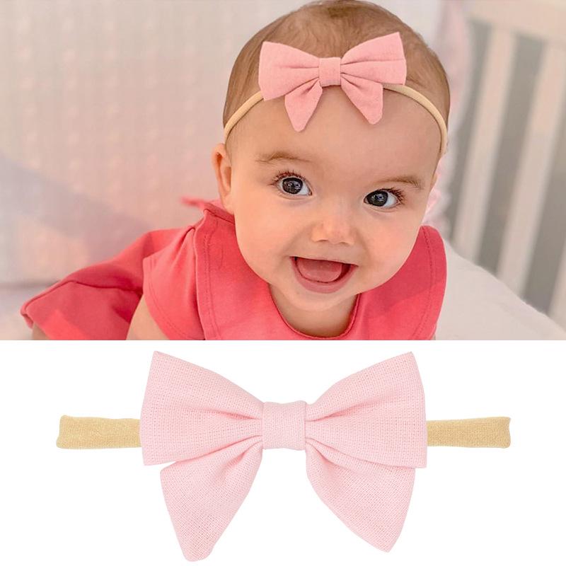 Baby-Stirnband-Set aus Nylon und Baumwolle: Stirnbänder mit Schleife und Leinen in Geschenkbox.