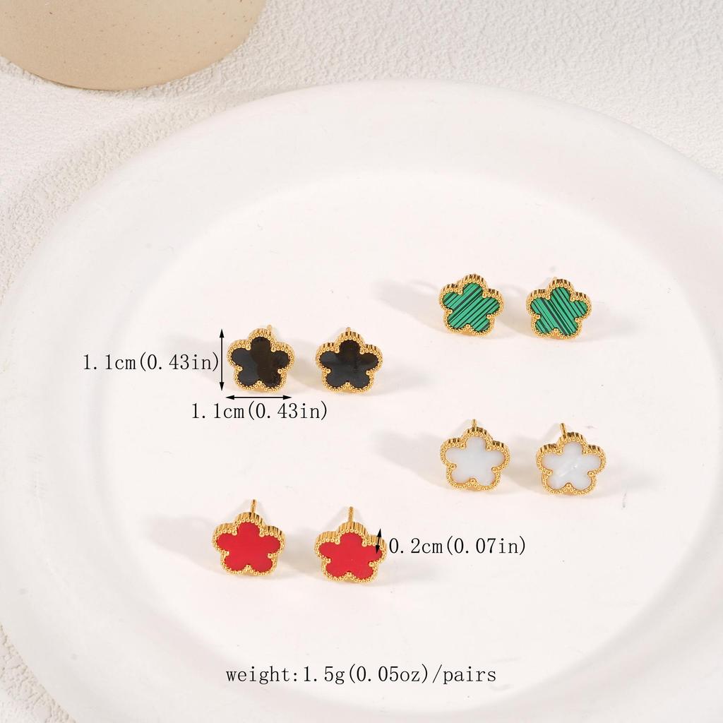 Korean Style 18K Gold-Plated Five-Petal Flower Earrings - Trendy, Light Luxury Stud Jewelry