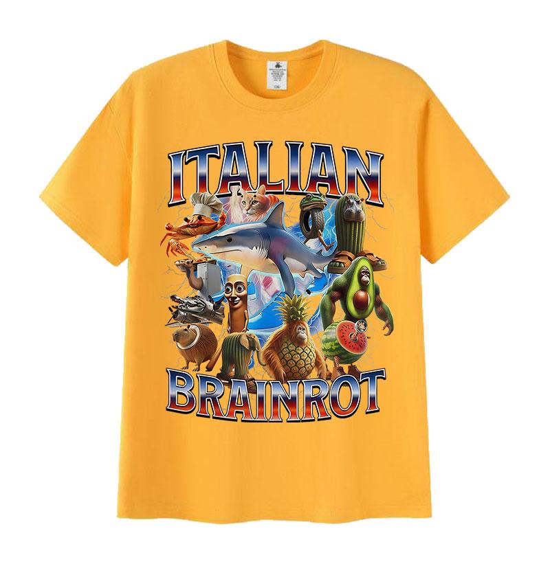 Zabawne włoskie memy o mózgu T-shirty Unisex Tralalero Tralala Tung Tung Tung Sahur Bombardiro Crocodilo Brr Brr Patapim T-shirty