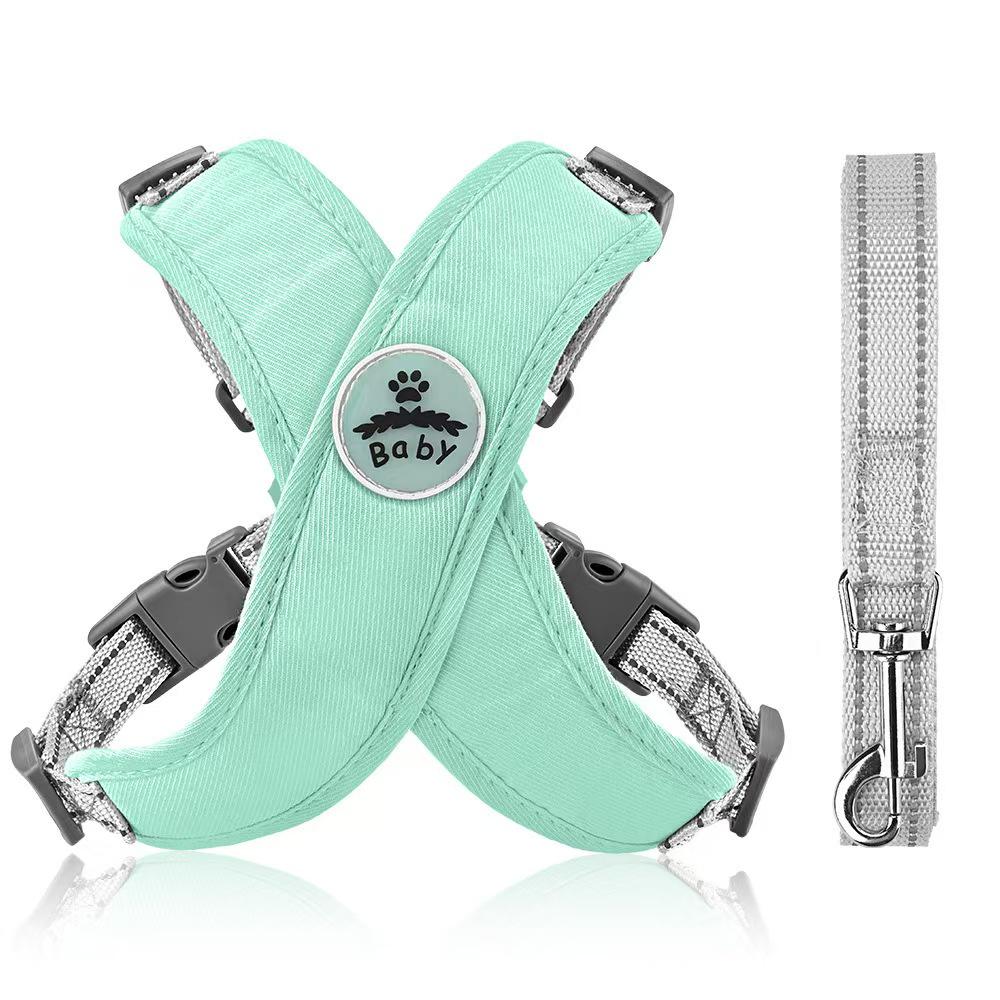 

Reflective Adjustable Dog Harness & Leash for Night Walks - Fits Teddy, Corgi, French Bulldog S (8-14 lbs)