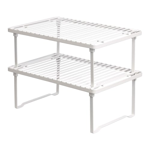 Basic Plastic Kitchen Rack, Stackable, Set of 2, 8.7" D x 12.2" W x 4.7" H, White