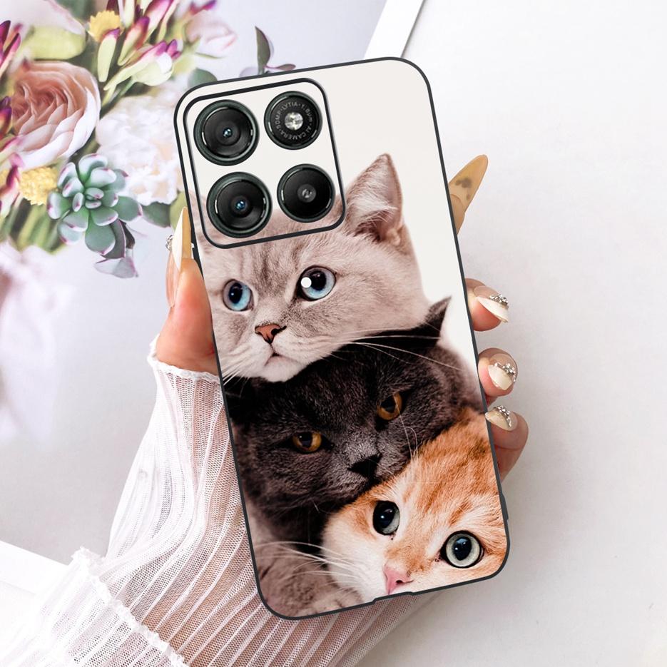 For Motorola Moto G57 Power Case XT2537-5 Cute Cat Flowers Painted Cover Soft TPU Phone Cases For Moto G67 Power G57Power Fundas