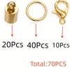 70Pcs/Lot 3 4 5 6 8 9 10mm Bracelet Lobster Clasps Hooks Crimp Cord End Tip Caps Connectors For Jewelry Making Findings Supplies