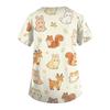 Women's V Neck Short Sleeve Work Top with Pockets Animal Print Medical Scrub Shirt for Healthcare Professionals Nursing Uniform