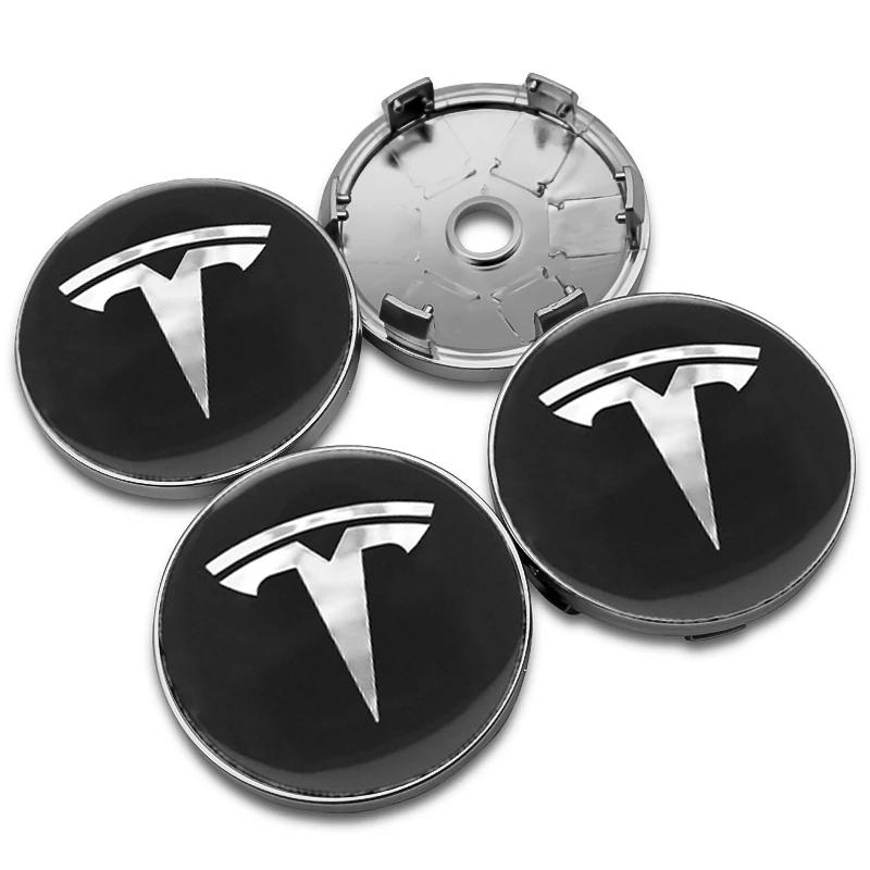 4Pcs 56mm/60mm Tesla Car Wheel Center Hub Cap For Model 3 Model Y Model X Model S Auto Rim Cover Decorate Stickers Accessories