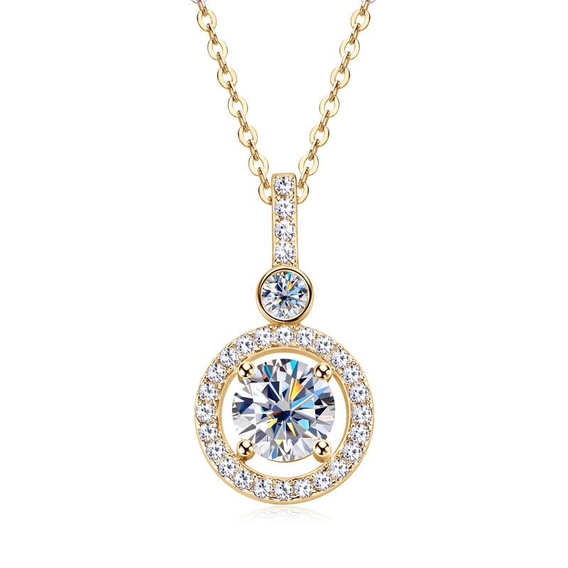 6.5mm Fashion High End Full Moissanite Necklace Ins Trendy Round Moissanite Pendant D VVS1 Exquisite Daily Jewelry