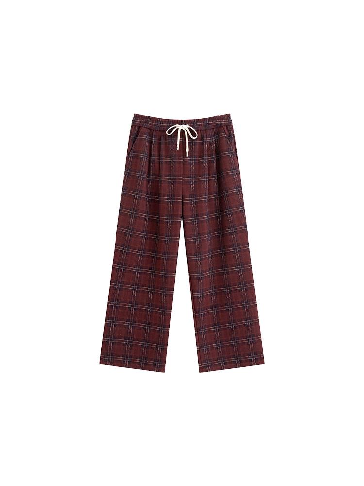 Women's Plus Size High Waist Vintage Plaid Wide Leg Pants - Winter 2025 Collection