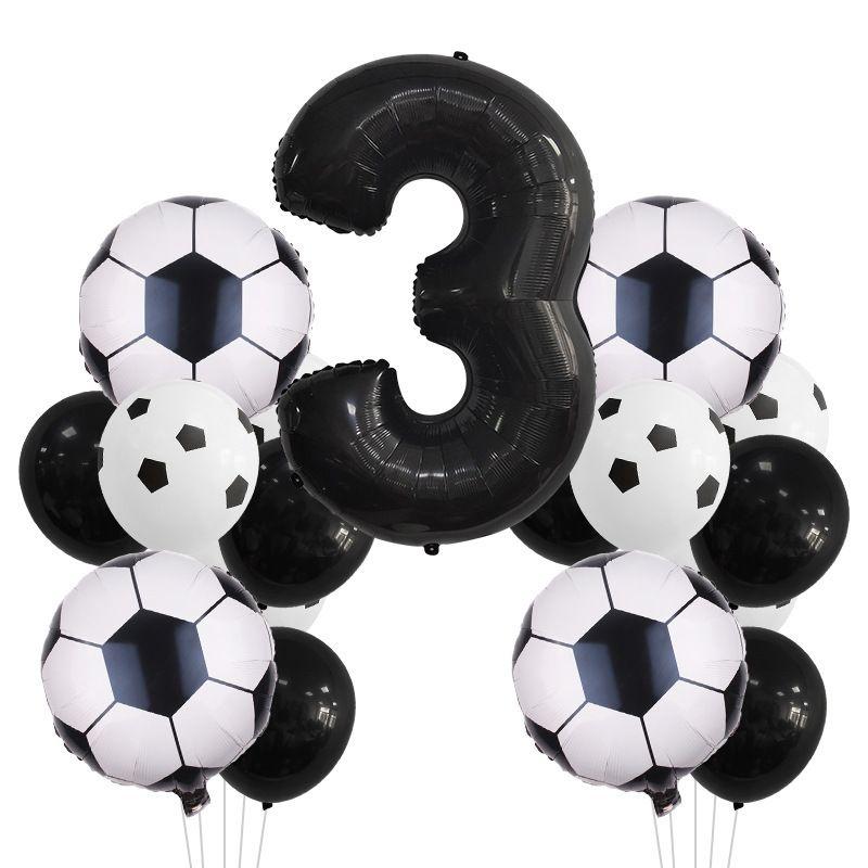 Football-themed Football Balloons - Set for Birthday Party Decoration Scene - Aluminum Film Balloon Set