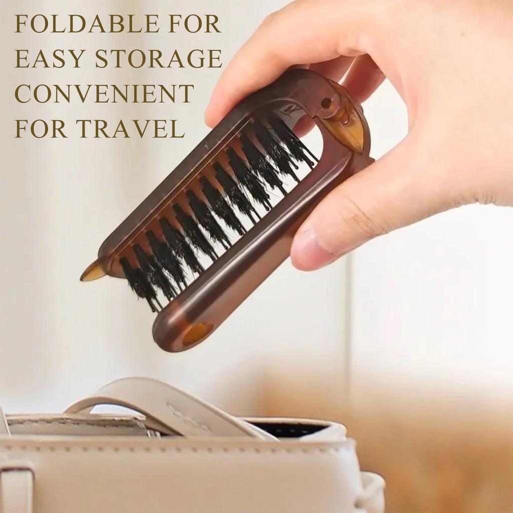 Amber Folding Comb with Boar Bristle Design Portable Travel Hair Comb BH09
