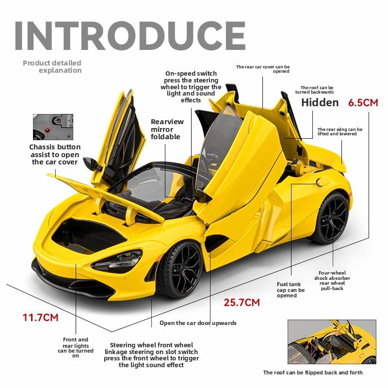 Modellino in Metallo pressofuso 1/18 Grande Dimensioni 720S Lega Supercar con Suono Luci Collezione Hobby Miniatura Voiture Bambini Ragazzo Giocattolo Veicolo