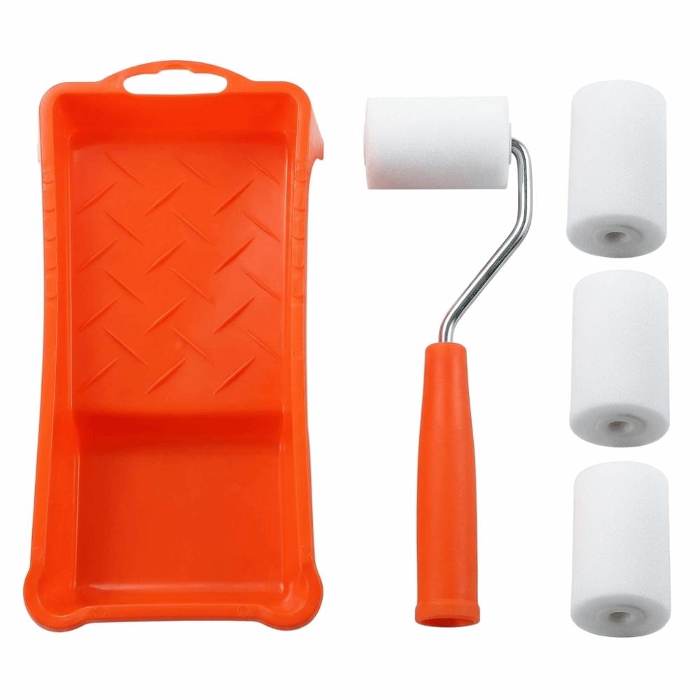 Smooth Paint Roller Set Anti-Drip Wall Painting Tools Foam Roller Brush Kit  for Household