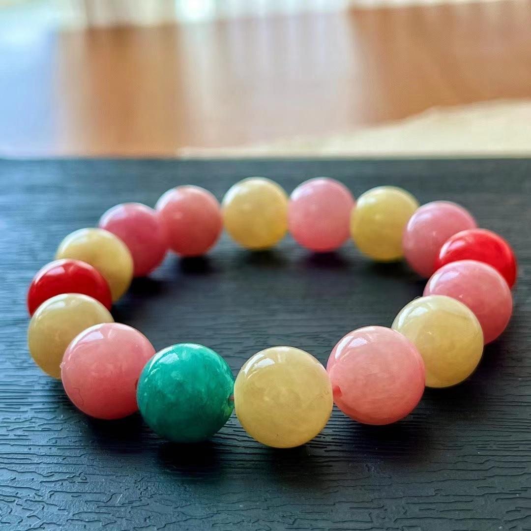

Vintage Happy Dopamine Large Particle Colored Quartzite Stone Bracelet Women S Bracelet Atmosphere Jewelry