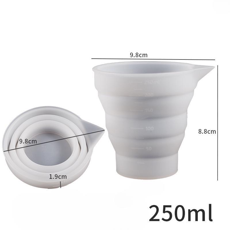 Silicone Resin Measure Cups Graduated Silicone Measuring Collapsible Long Mouth Silicone Measuring Cups for Epoxy Molds