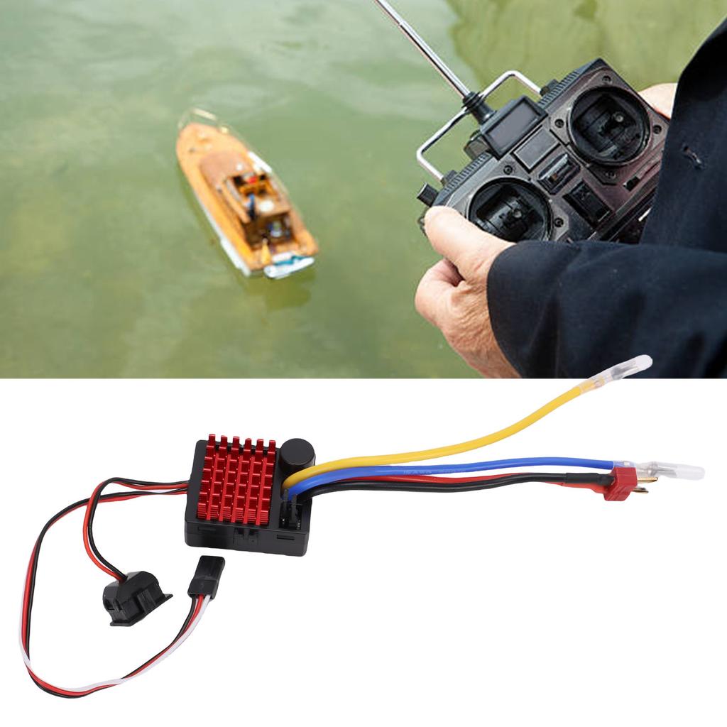 60A Brushed Electronic Speed Controller Water Proof ESC for Car Boat Model Compatible with 540 550 750 Motor 6V3A BEC Output T Plug