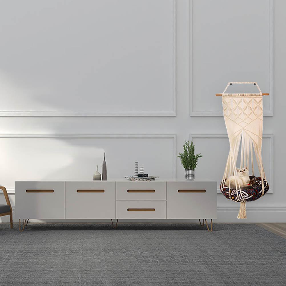 Macrame Cat Hammock Hanging Woven Cat Bed Macrame Wall Decoration