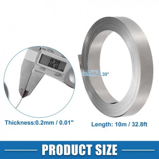 Universal Car Pure Nickel Strip Tape Plate 32.8ft 0.2x10mm Silver Tone Pack of 1