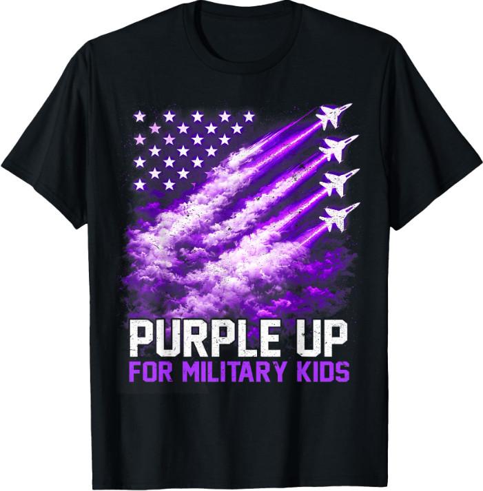 Purple Up for Military Kids Military Child Month USA Flag T-Shirt S разноцветный