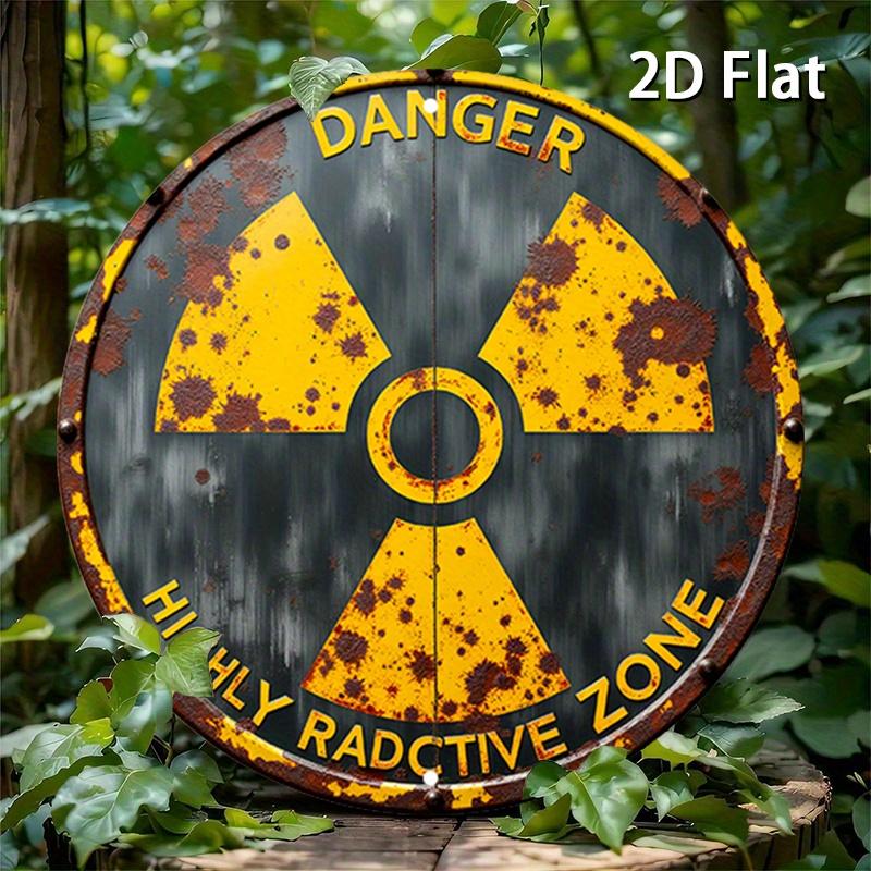 Vintage Danger Highly Radioactive Zone HD Metal Tin Sign Retro Nuclear Warning Symbol with Rustic Distressed Finish Featuring 20x20cm(8x8inch)