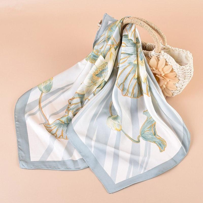 

High Quality Neckerchief Female Luxury Square Scarf For Women Silk Shawl Satin Hijab Wraps Hair Bands Ribbon Headband Bandana 70X70cm