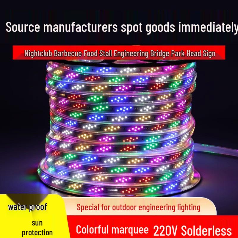 Colorful RGB Chasing LED Light Strip: Super Bright, Waterproof Neon Bar for Outdoor Signage and Facades