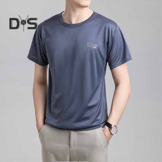 Summer Men T-shirt Mesh Thin Quick-drying Round Neck Short Sleeves O Neck Pure Color Stretchy Sport Daily Wear Top