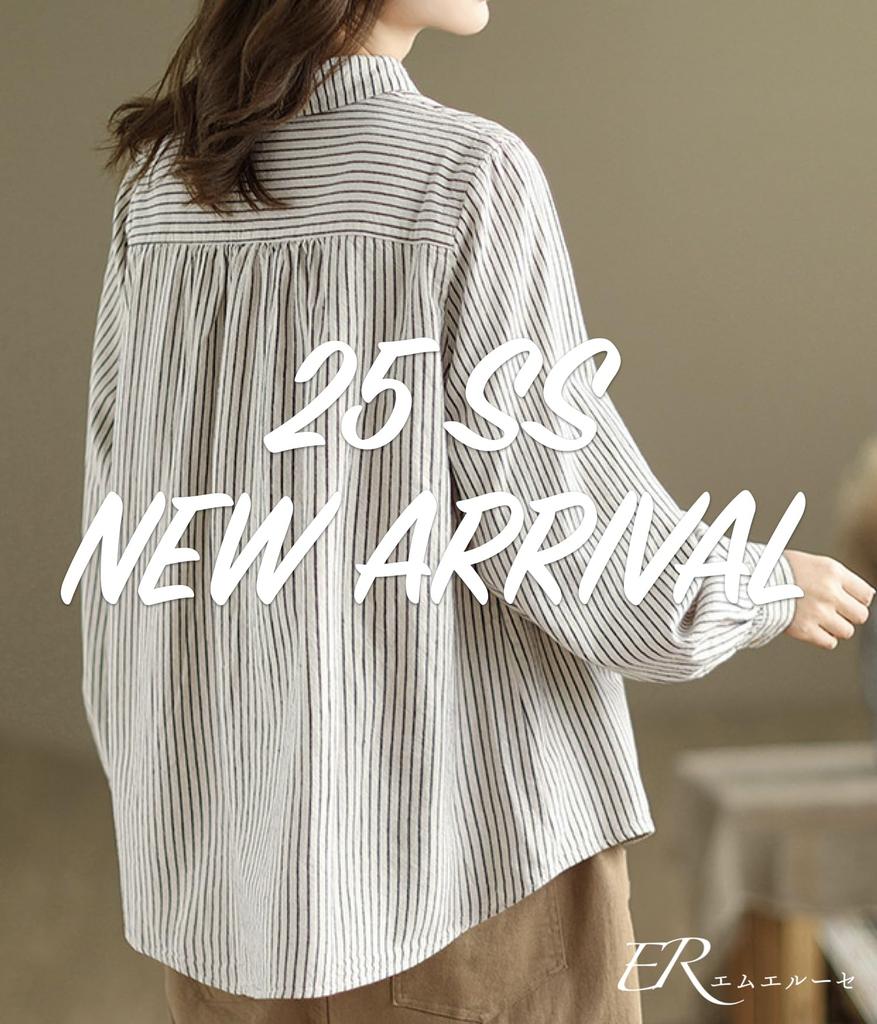 MRLuse Striped Loose with and Plus Easy To Move Linen Blouse, Cotton-Linen Look, Lightweight, Fit, Casual, Cufflinks, Spring, Summer, Fall, Women's,
