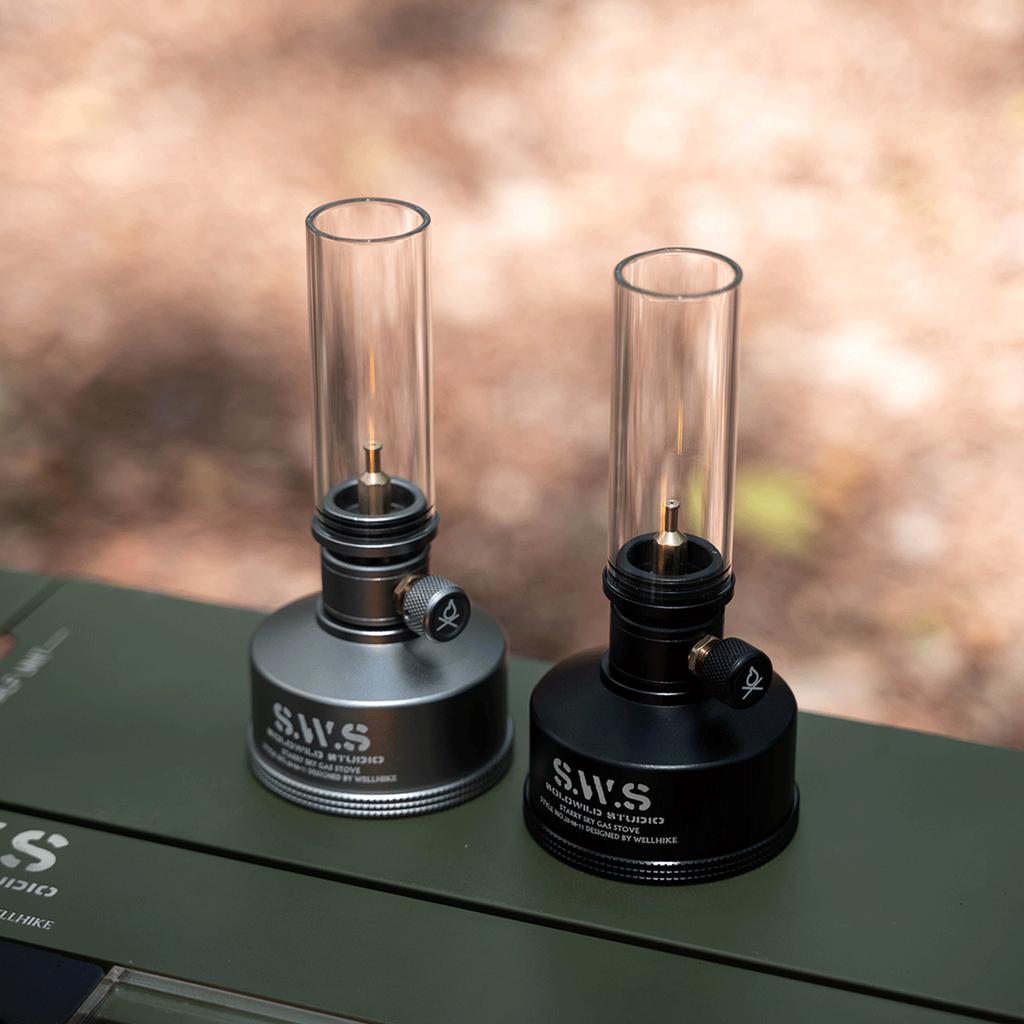 Candle Light Glass Lampshade Gas Atmosphere Lamp with Gas Burner Candle Lantern Energy-saving for Outdoor Fishing Camping Hiking