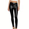 Damen Glänzende Kunstleder Leggings Yoga Hose Tanzhose