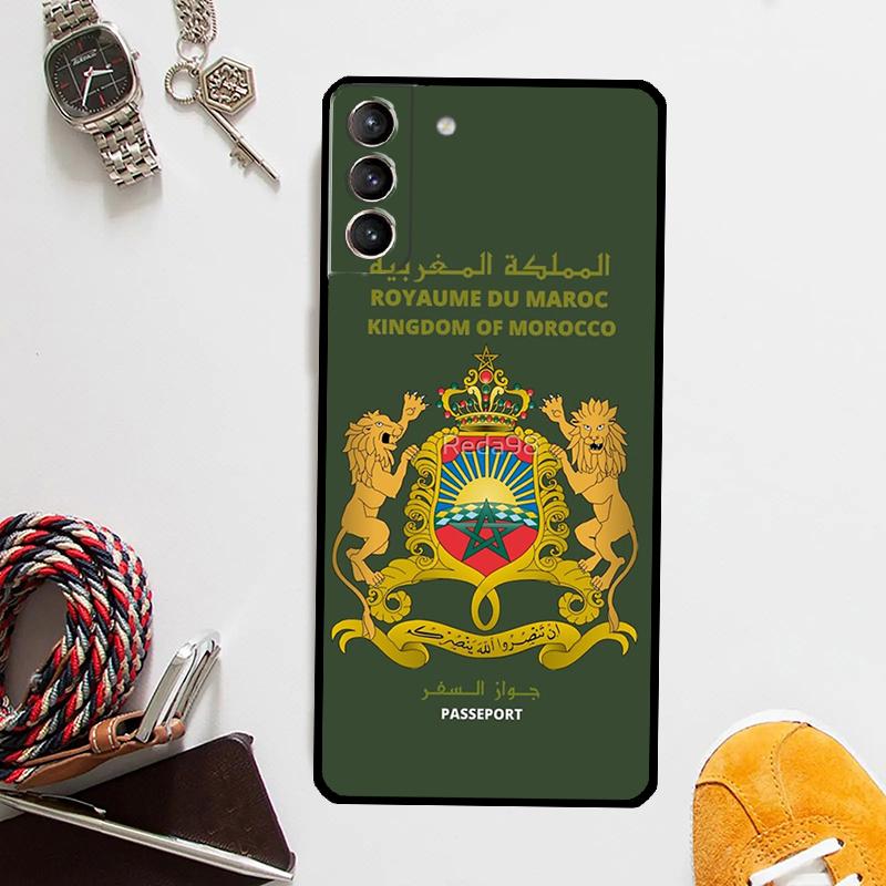 Funda con la bandera de Marruecos y el escudo de armas para Samsung Galaxy S24, S23, S22 Ultra, Note 20, 10, S8, S9, S10 Plus, S20 FE, S21 FE