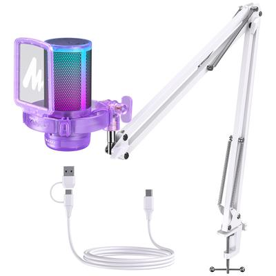 Mikrofon pojemnościowy USB MAONO Mikrofon do gier Zestaw mikrofonów do komputera PC Przycisk wyciszania z redukcją szumów Jednokierunkowe oświetlenie RGB Regulacja głośności Plug Play