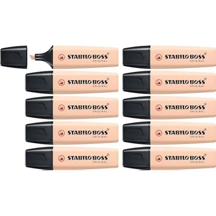 Surligneur - STABILO BOSS ORIGINAL NatureCOLORS - lot x 10 surligneurs - beige rosé