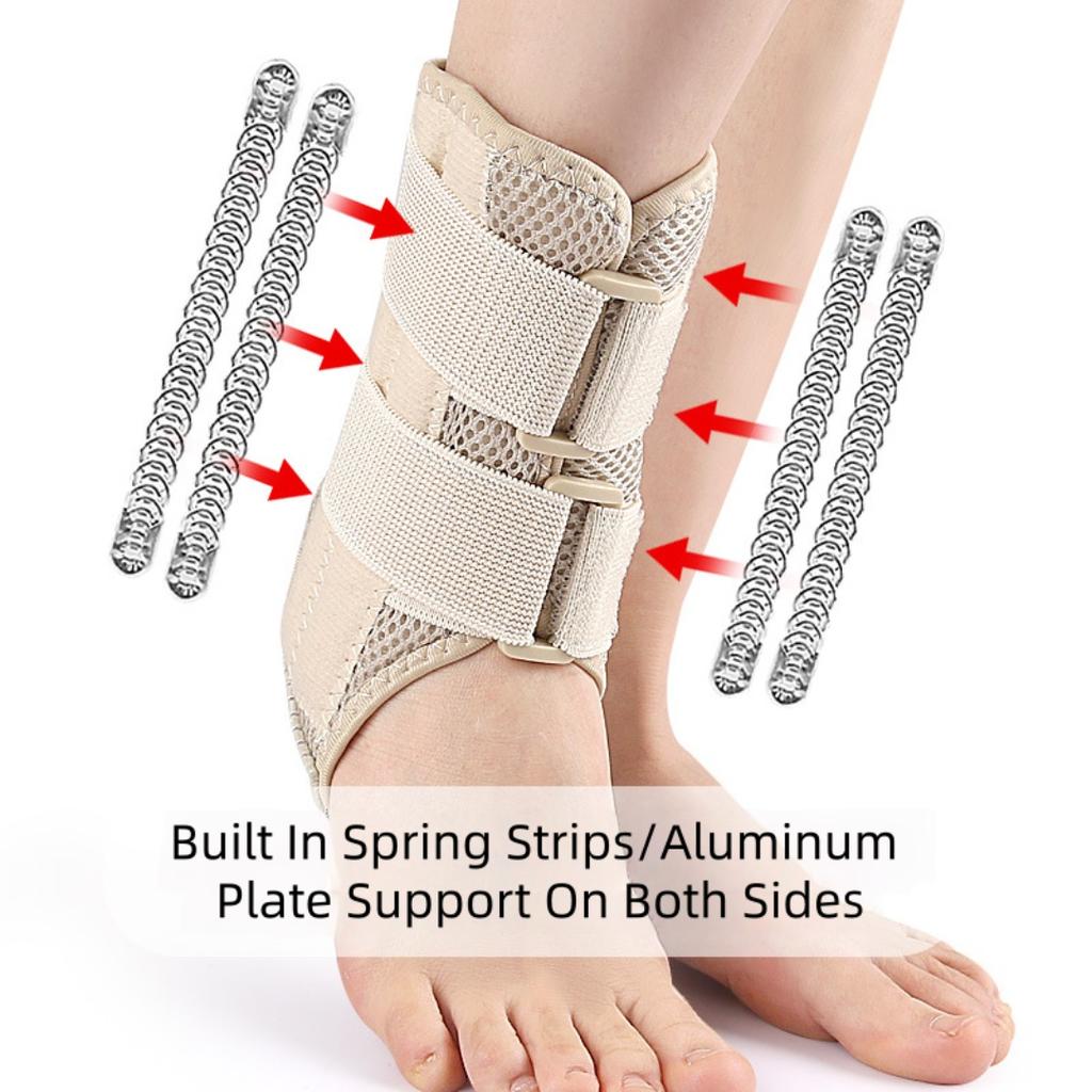 Elastic Spring Strip Aluminum Plate Type Ankle Support Sports Ankle Brace With Compression Straps Ankle Sleeve For Protection