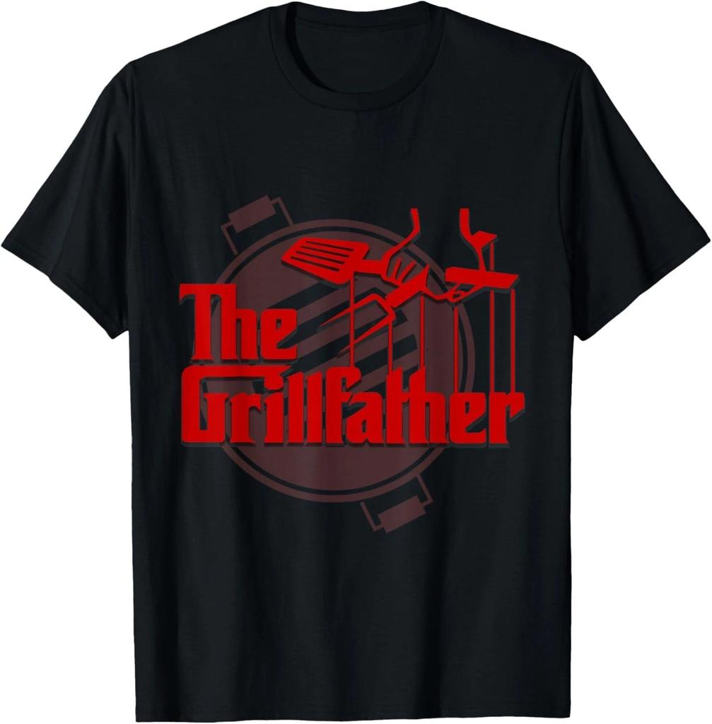 Mens The Grillfather Funny Cool BBQ Grill Chef Gift T-Shirt