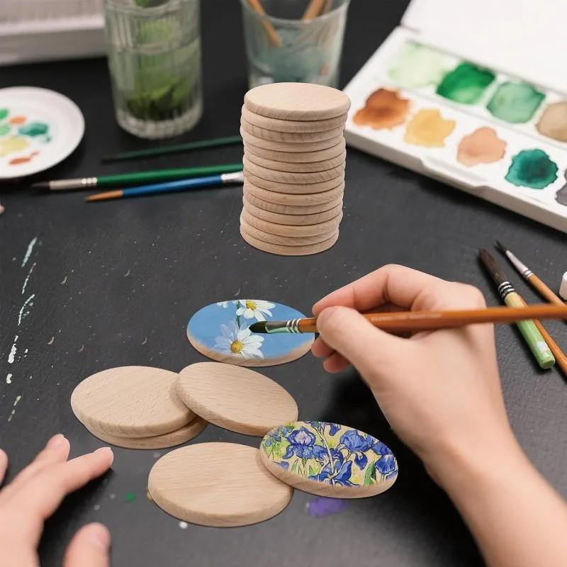 10/20/50/100pcs 3cm Unfinished Wood Slices Round Disc Circle Wood Pieces Wooden Cutouts Ornaments for Craft and Decoration