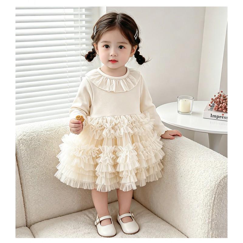 Baby Girls Princess Dress 2026 Solid Color Ruffle Cake Tutu Toddler