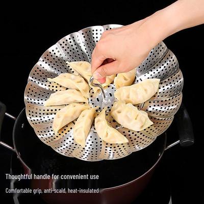 304 Edelstahl Ausziehbarer Dämpfeinsatz für Xiao Long Bao und Dampfbrötchen - Multifunktionaler Faltbarer Abtropf- und Dämpfeinsatz