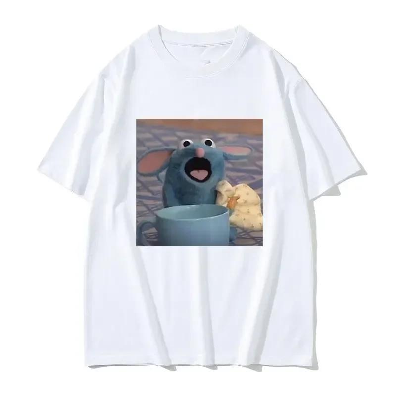 Funny Hungrt Tutter Mouse Meme Tshirt for Women Cute Kawaii Tee Shirt Tshirt Summer Breathable Tops harajuku