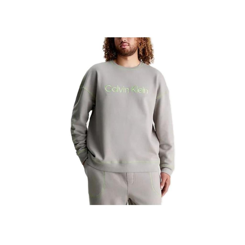 Calvin Klein Future Shift Letter Embroidered Crew Neck Loose Long Sleeve Sweatshirt Men sweatshirt Satellite-Gray NM2458-PET