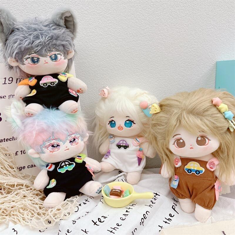 20cm Cotton Doll Plush Toy With Interchangeable Outfits White Car Overalls