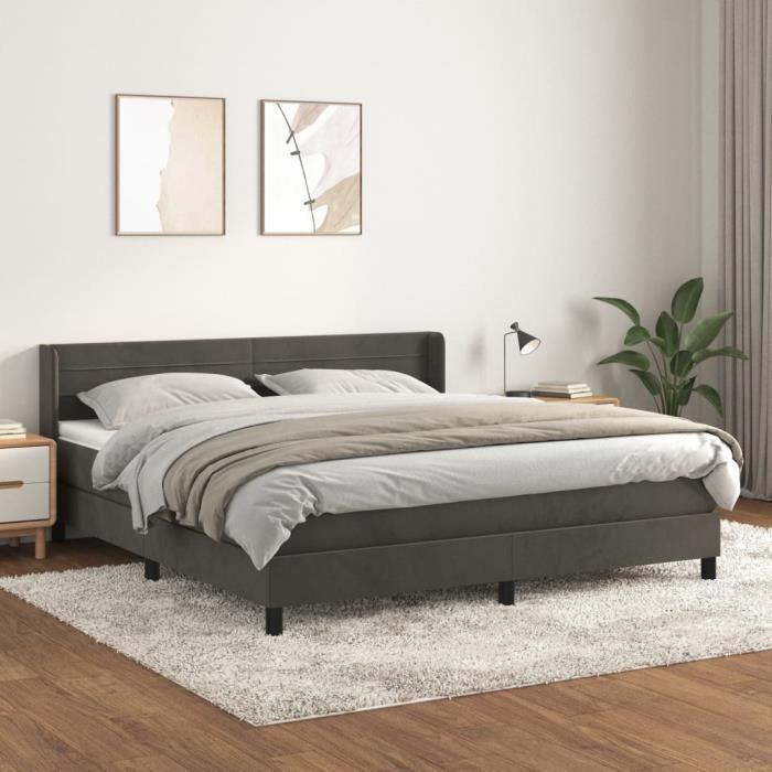 VidaXL Divan Bed and Mattress Dark Grey 180x200cm Velvet 3131034