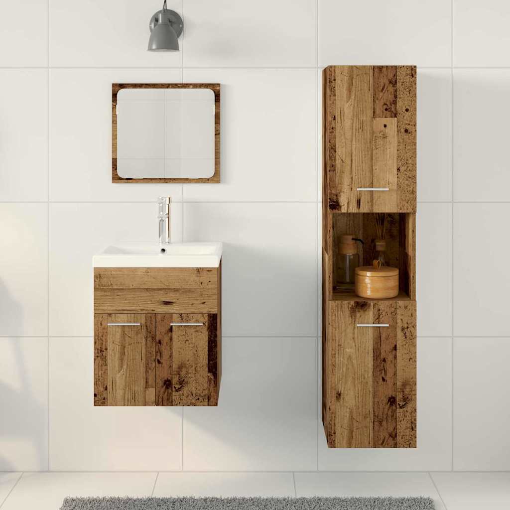 Bathroom Furniture Set with Shelf 4 pcs Reclaimed Wood Effect Wood Based Material