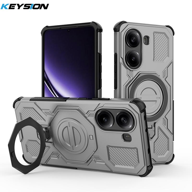 

KEYSION Shockproof Magnetic Case for Xiaomi POCO F7 X7 Pro Upright Live Metal Ring Stand Phone Back Cover for Redmi Turbo 4 Pro for POCO X7 Pro серый