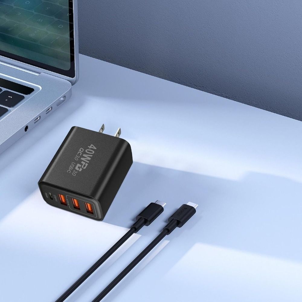 Durable 40W USB C Charging Plug 4Ports TypeC Charging Block Fast Charging USB Wall Charger Adapter