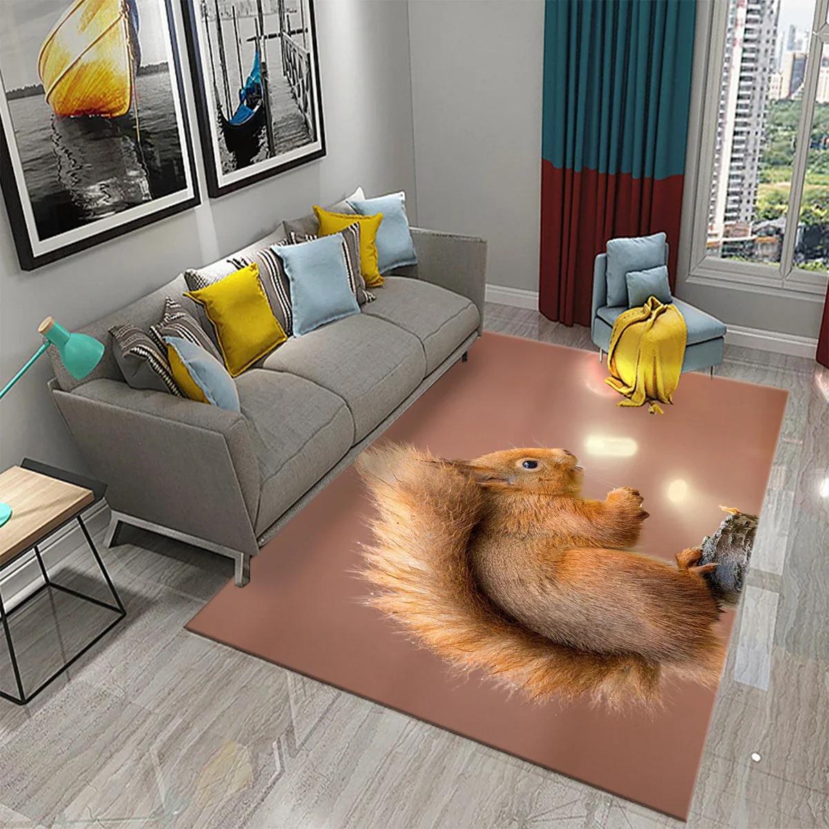 

Милый ковер с белкой, забавный коврик для пола с диким животным для декора ванной комнаты, ковер противоскользящий для гостиной, кухни, коврики для ванной комнаты 40x60cm
