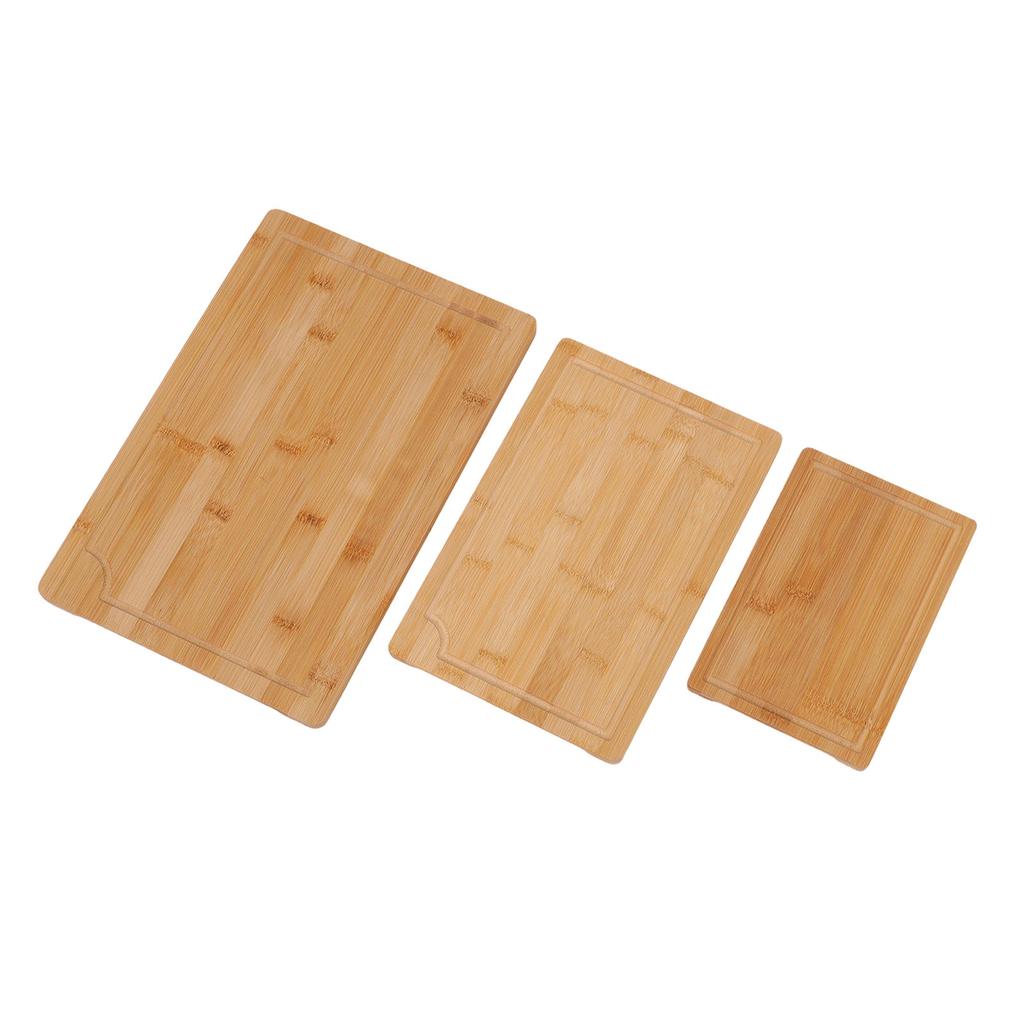 3pcs Chopping Boards Smooth Wood Cutting Boards with Juice Grooves Inner Handles for Kitchen