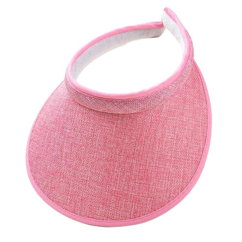 Women Summer Empty Top Visors Sun Hat Simple Solid Color Wide Brim Sunscreen Cap Female Outdoor Adjustable Travel Beach Hats